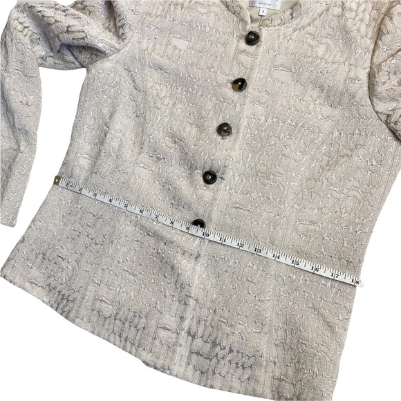 ARMANI COLLEZIONI Nude Metallic Silver Animal Print  5 Button Blazer mandarin - Picture 3 of 10